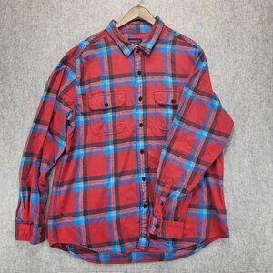 American Eagle Shirt Mens XXL Button Down Flannel Red Blue Plaid Casual Gorpcore